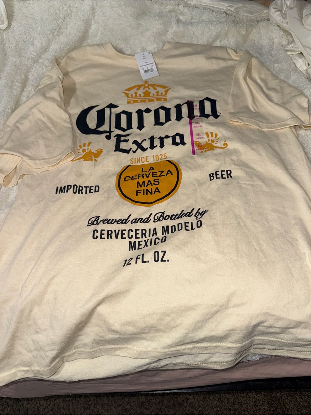 Corona Graphic Tee - Cream with Black & Yellow Logo